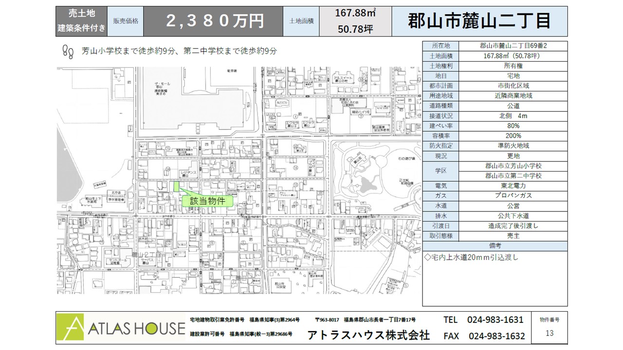 郡山市麓山二丁目売地