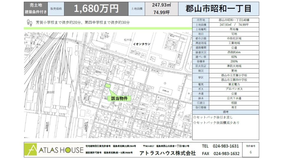 郡山市昭和一丁目売地の写真