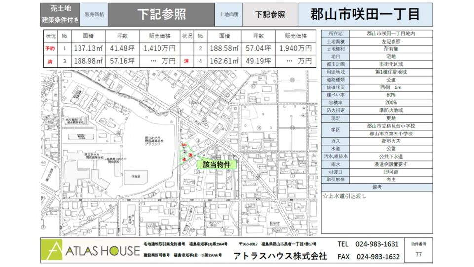 郡山市咲田１丁目地内の写真